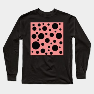 retro black and pink polka dot pattern Long Sleeve T-Shirt